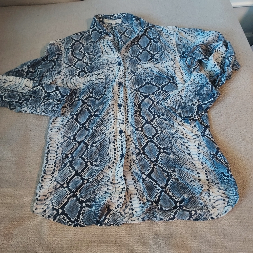 Ramona la Rue 100% Silk Snakeskin Print Blouse Sz-XS - Picture 5 of 7